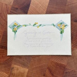 Beautiful Antique Vintage Easter Postcard w/ Daffodil Flowers
